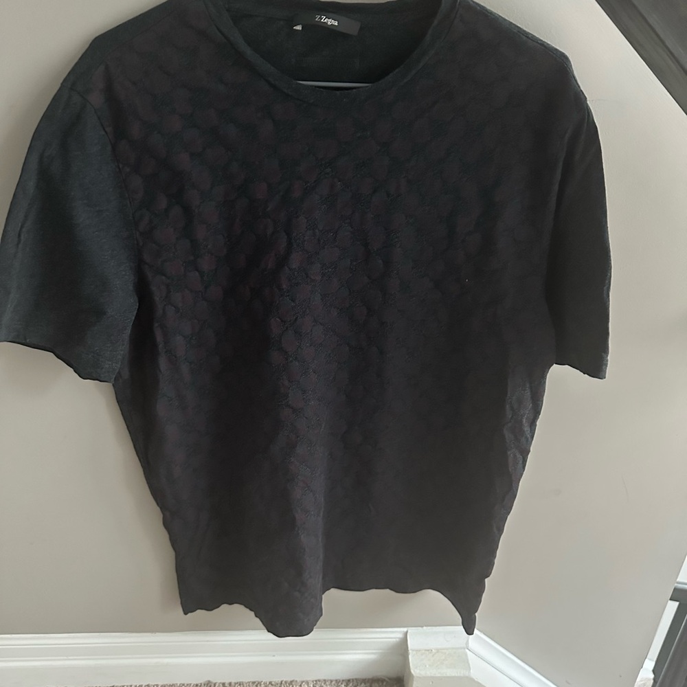 Z Zegna Black Textured Short Sleeve Tee